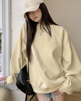 Yellow long sleeve tops pullover round neck hoodie