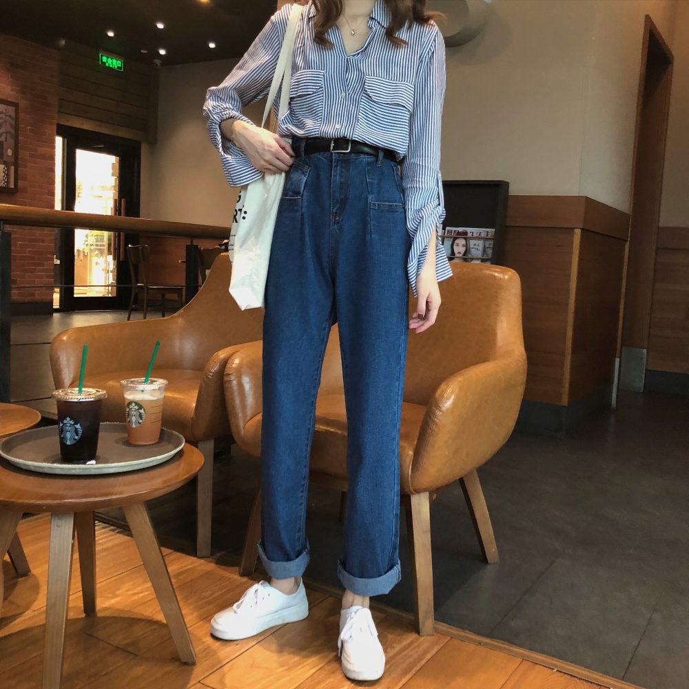 Straight pants loose long pants all-match jeans for women