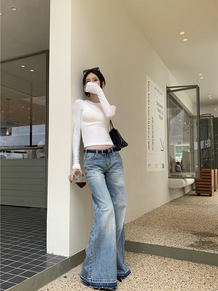 Autumn American style washed pants slim micro speaker jeans