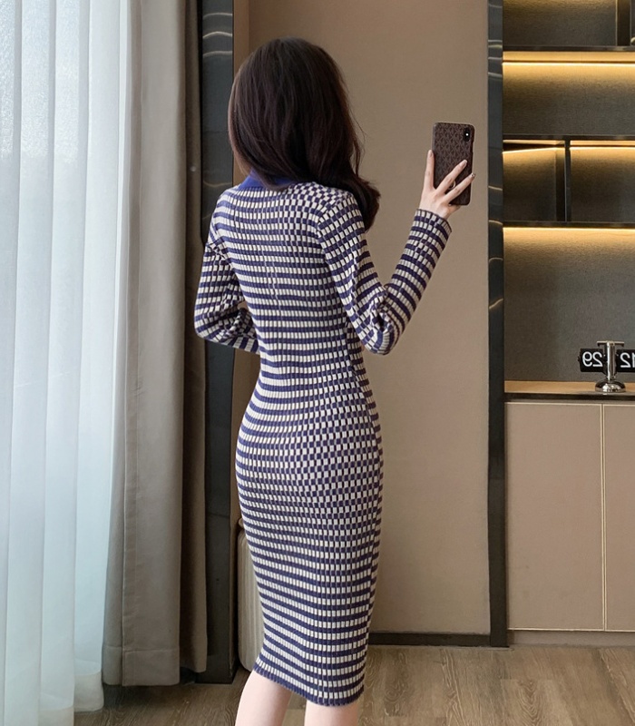 Slim bottoming dress exceed knee sweater dress for women