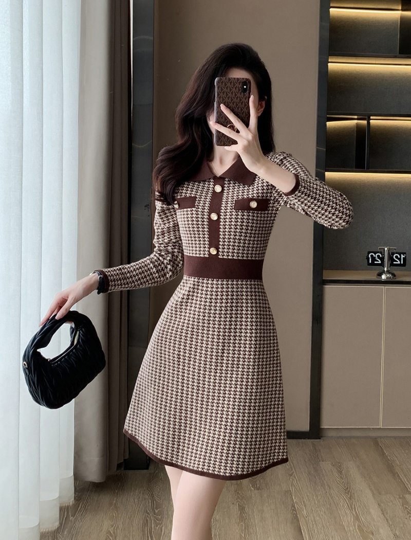 Autumn and winter dress chanelstyle sweater dress for women