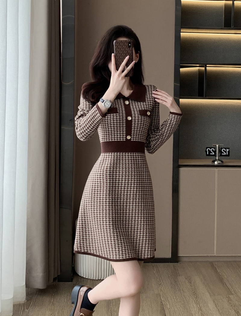 Autumn and winter dress chanelstyle sweater dress for women