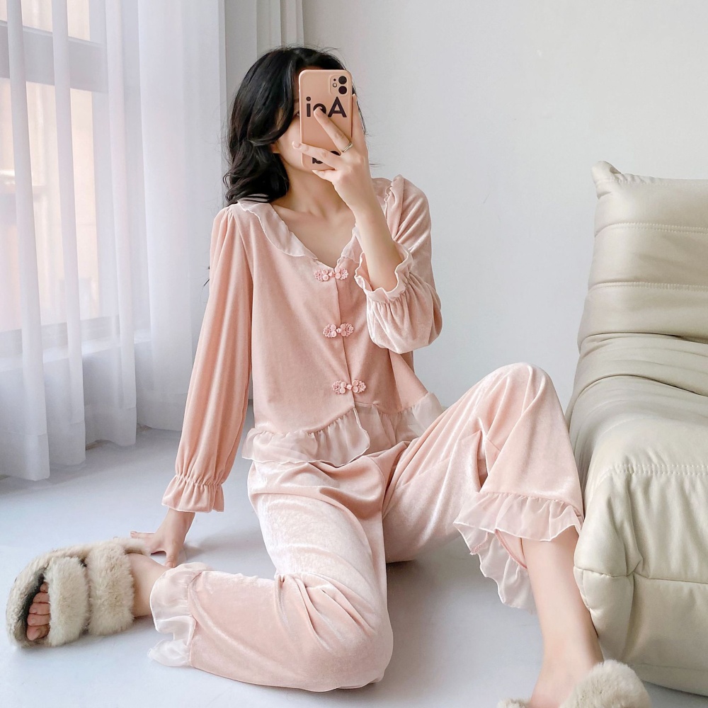 Spring and autumn long pants pajamas a set for women