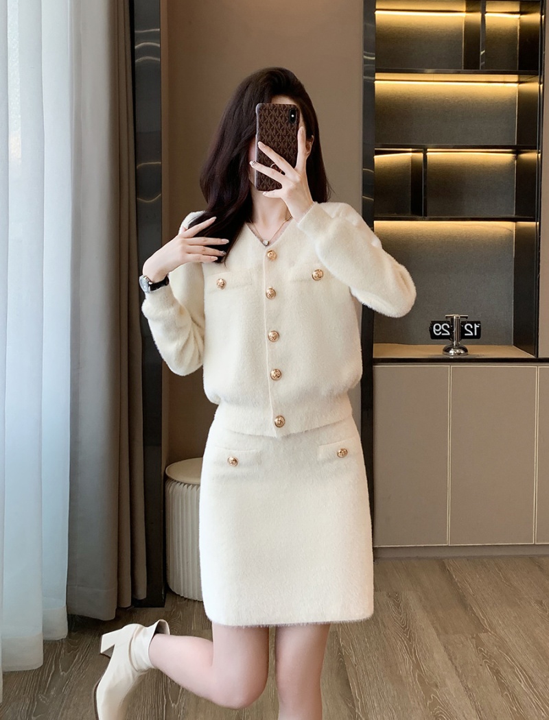 Chanelstyle fashion Casual temperament knitted skirt 2pcs set