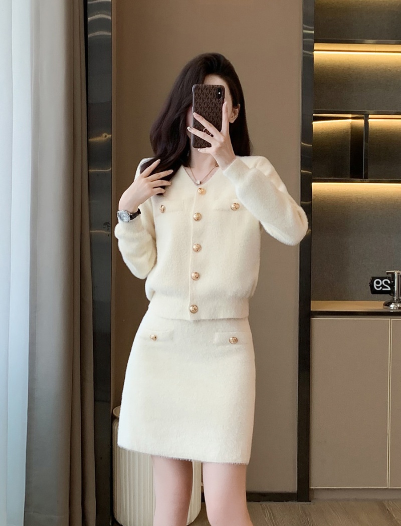 Chanelstyle fashion Casual temperament knitted skirt 2pcs set