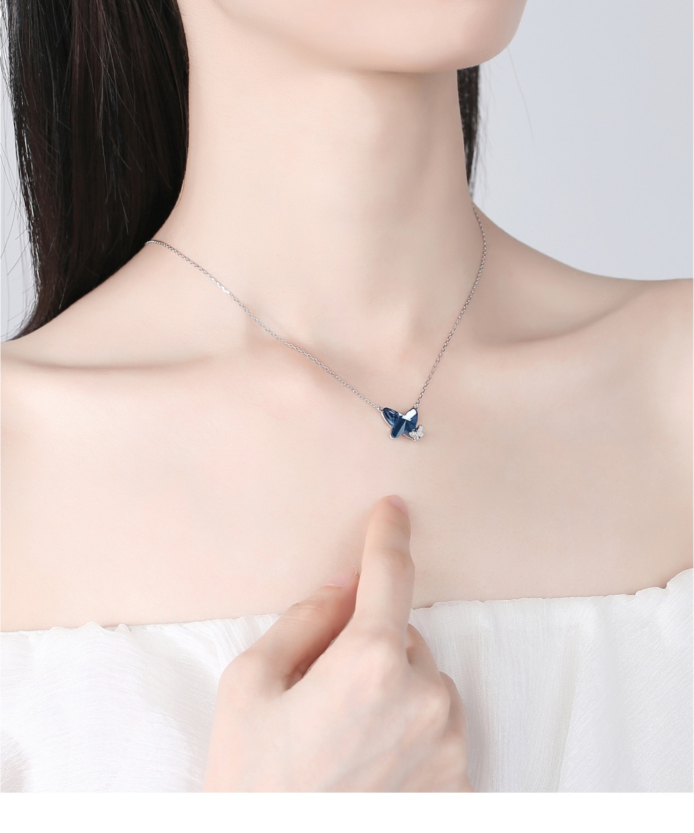 Crystal sterling silver clavicle necklace Austria necklace