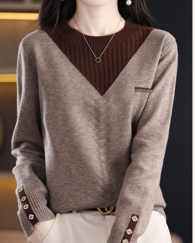 Round neck fashion sweater bottoming loose shirts for women