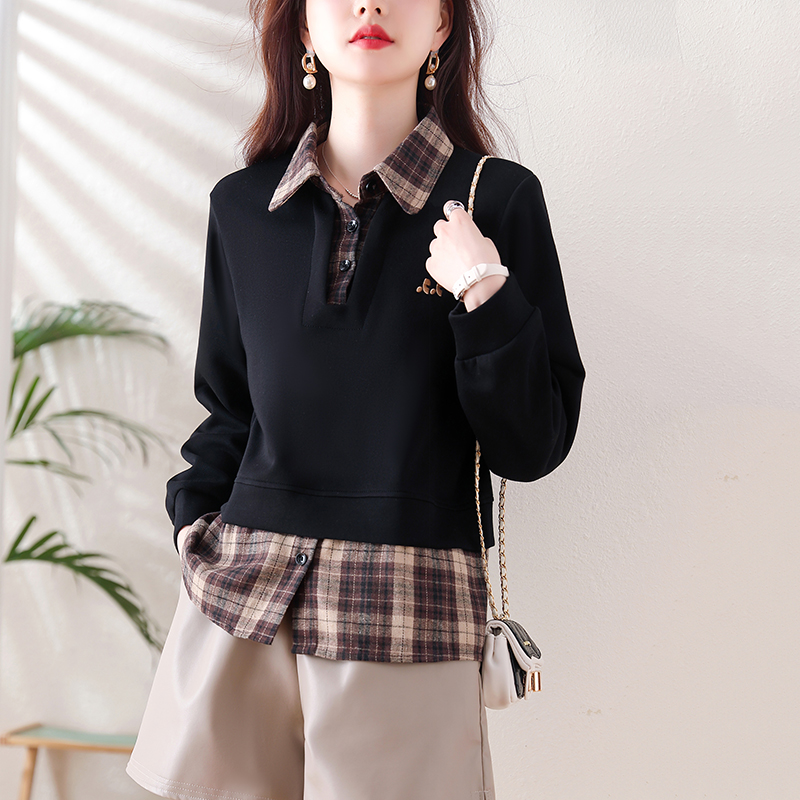 Pseudo-two knitted autumn and winter tops for women