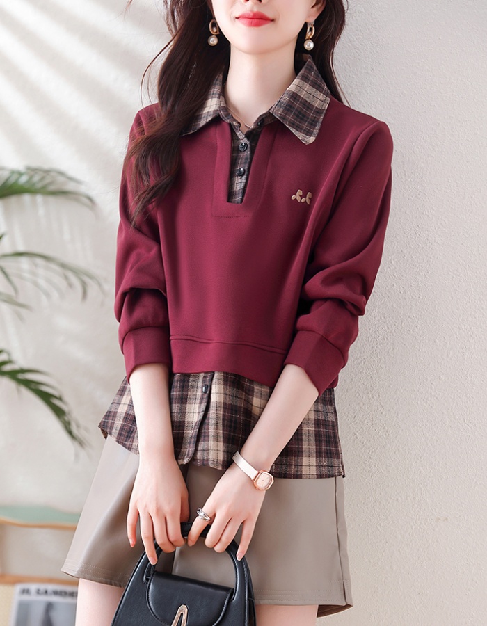 Pseudo-two knitted autumn and winter tops for women