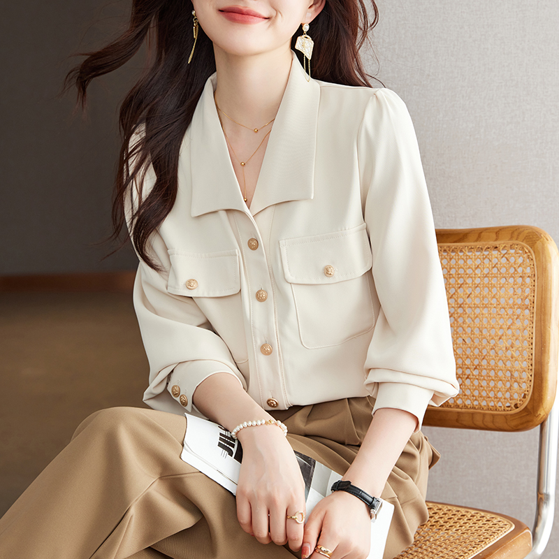 Single-breasted lapel shirt niche Korean style tops