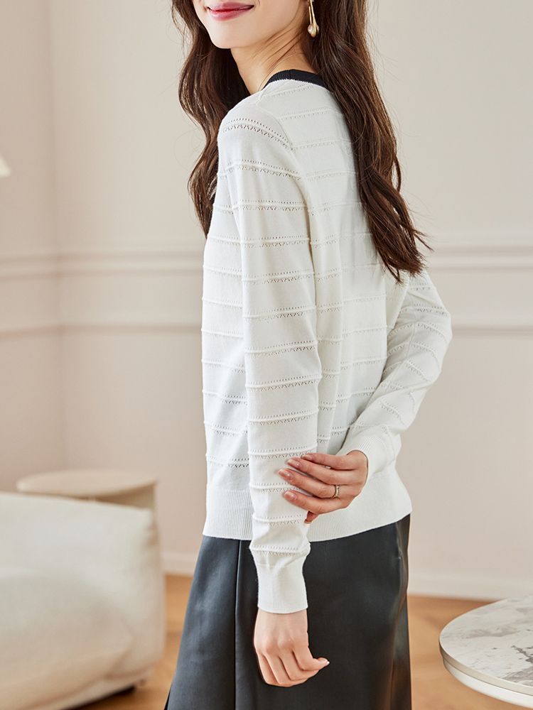 Long sleeve bottoming shirt stripe tops for women
