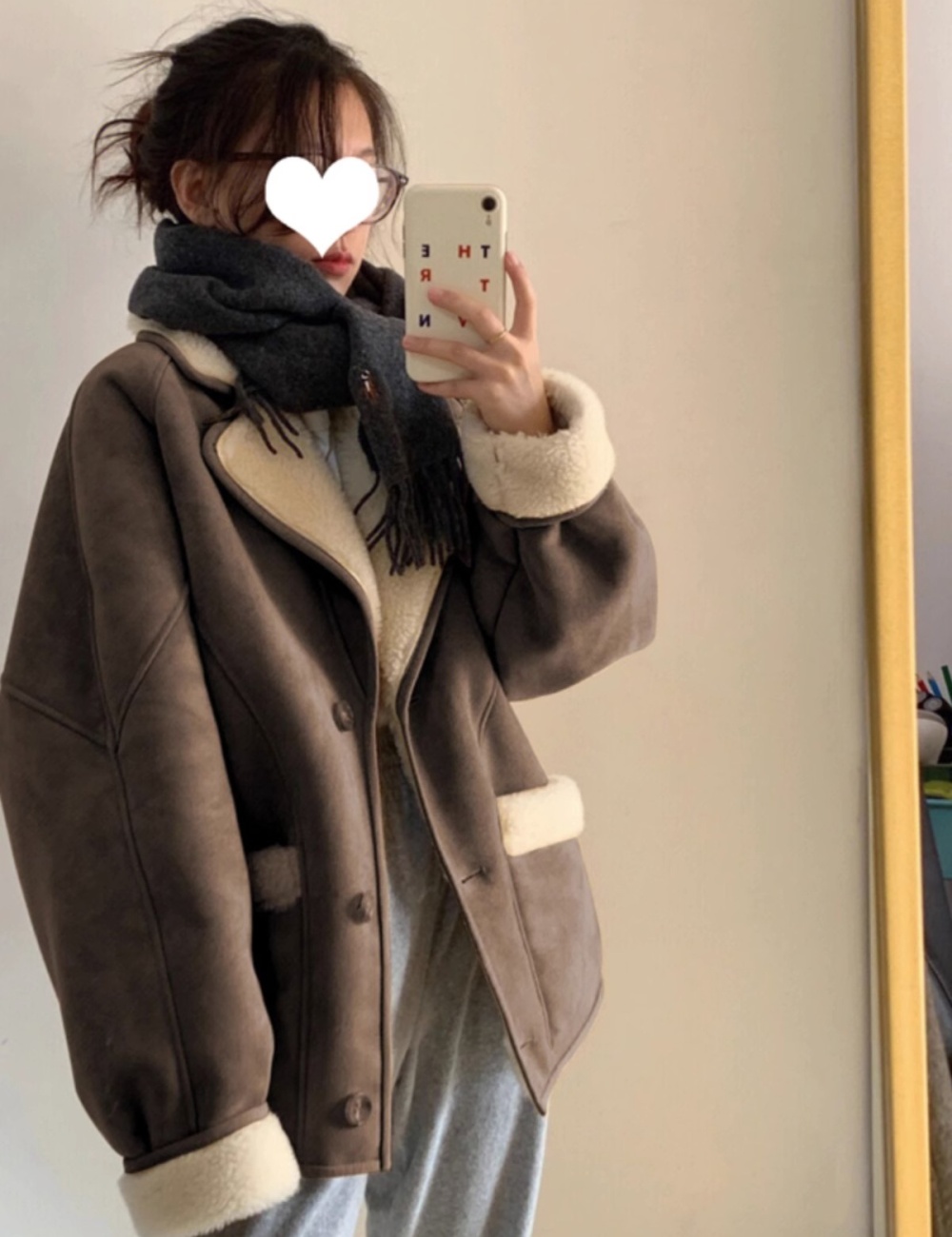 Casual loose cotton coat suede Korean style coat
