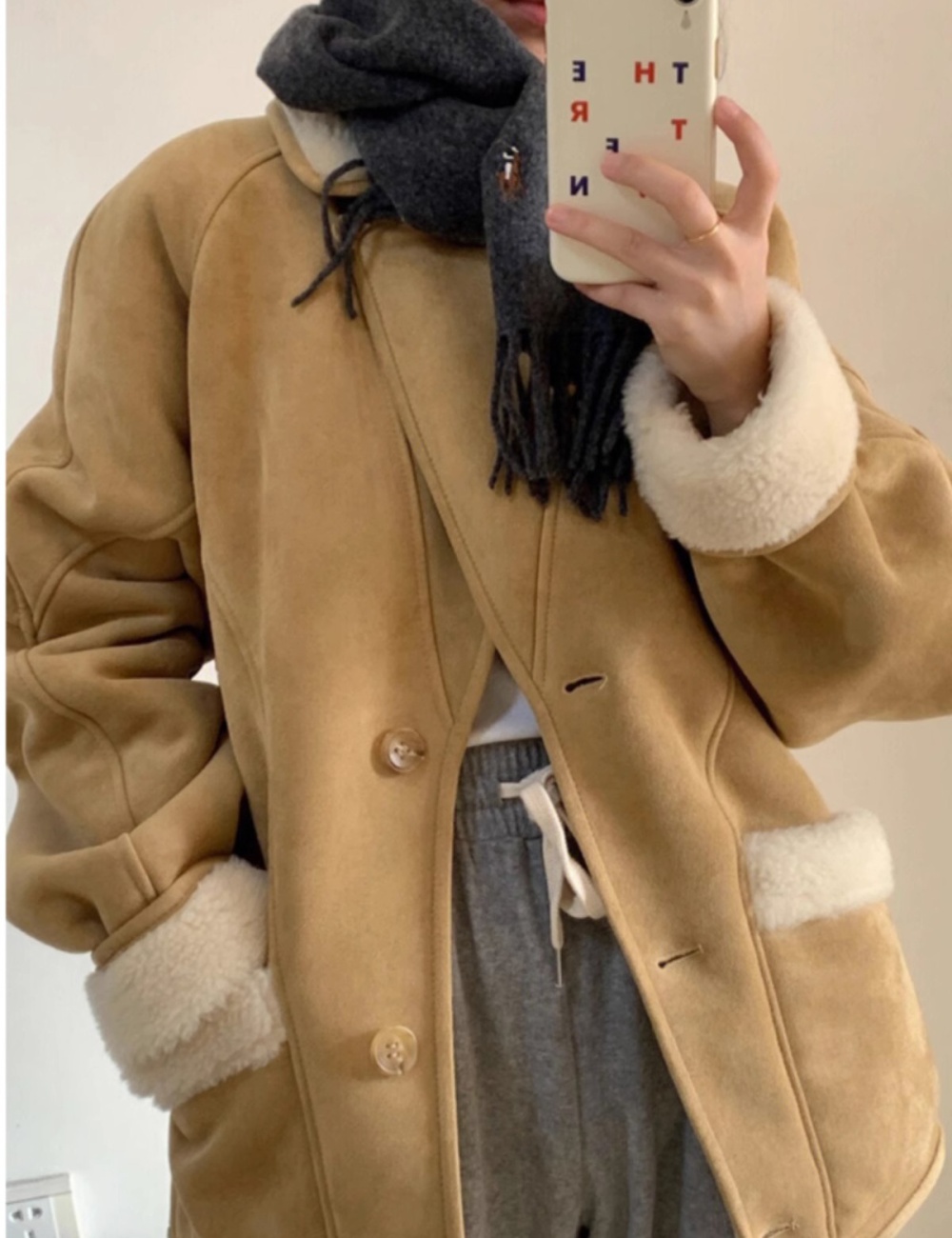Casual loose cotton coat suede Korean style coat