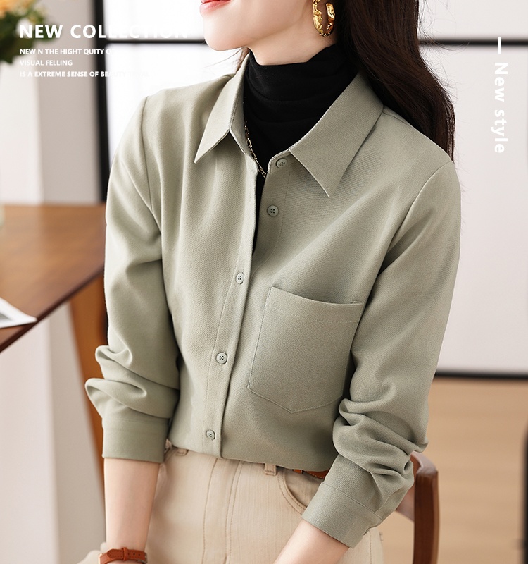 Sueding autumn and winter shirt thick long sleeve tops