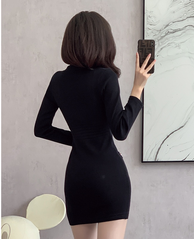 Temperament slim sexy dress autumn and winter knitted packet