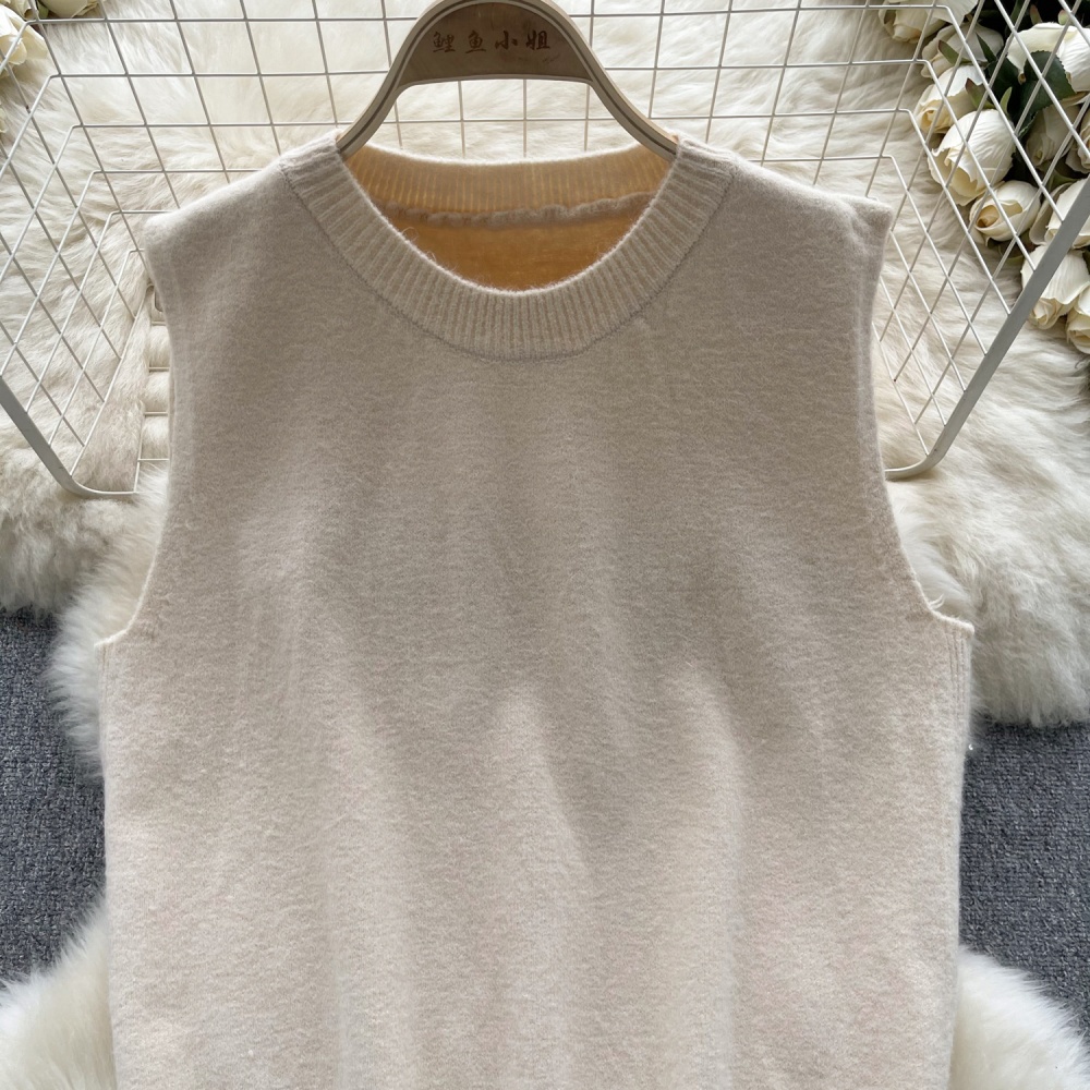 Niche lazy pullover waistcoat knitted round neck tops