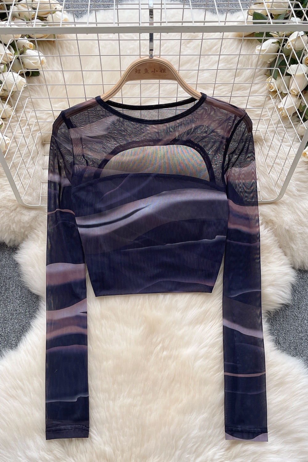 Halter gauze tops autumn and winter T-shirt for women