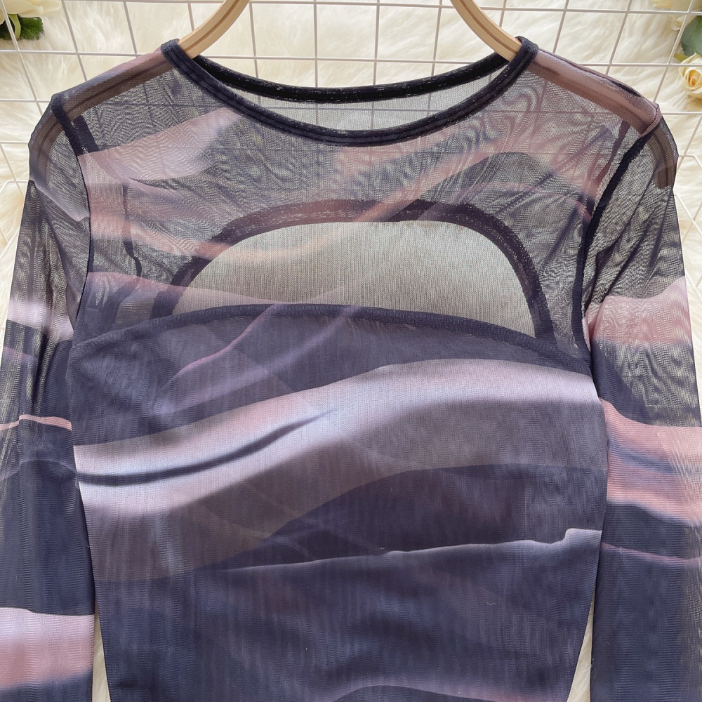 Halter gauze tops autumn and winter T-shirt for women