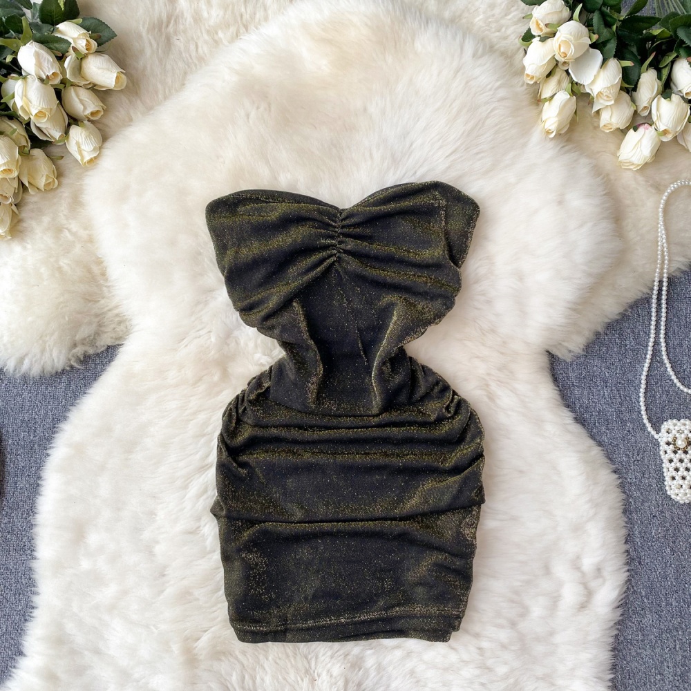 Light luxury wrapped chest autumn and winter dress for women