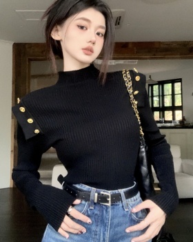 Western style cstand collar long sleeve bottoming shirt