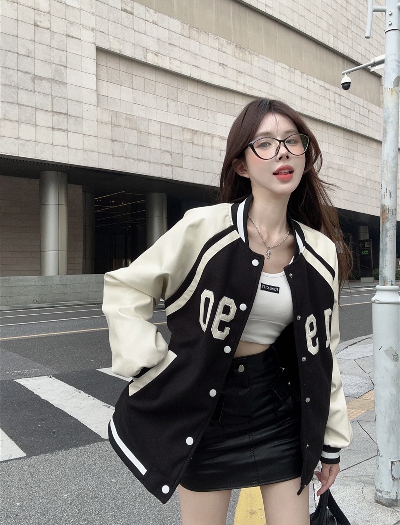 Black autumn and winter coat thick clip cotton jacket for women