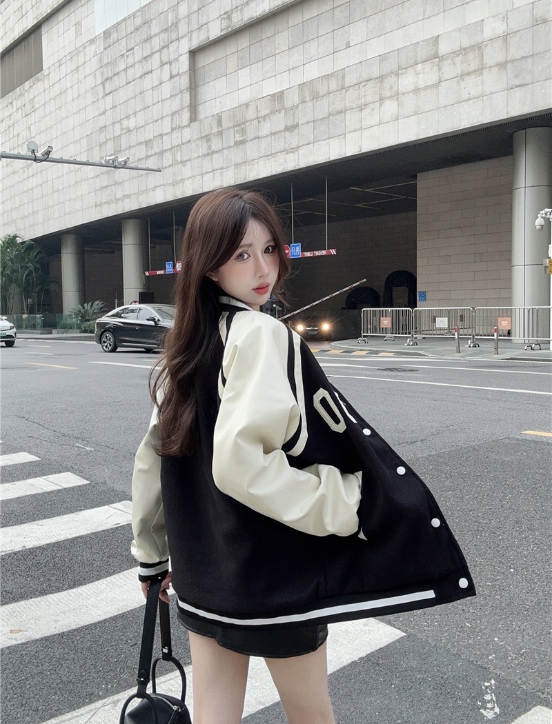 Black autumn and winter coat thick clip cotton jacket for women