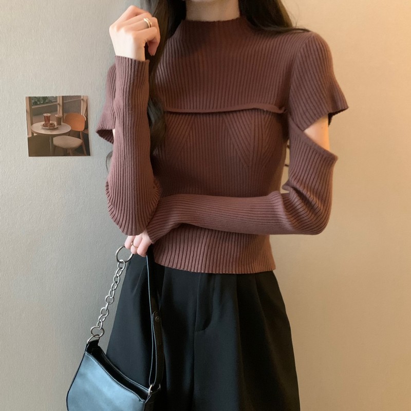 Knitted Korean style hollow slim wears outside tops