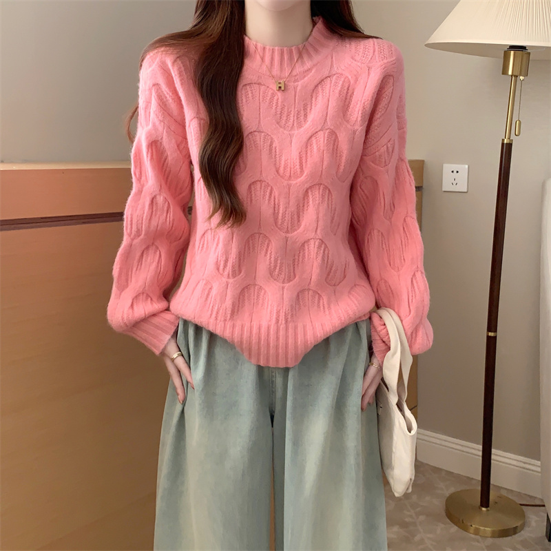 Lantern sleeve pullover autumn and winter lazy sweater