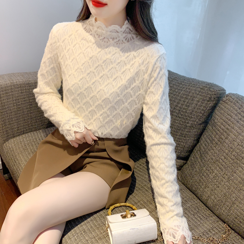 Autumn and winter tops wood ear bottoming shirt for women