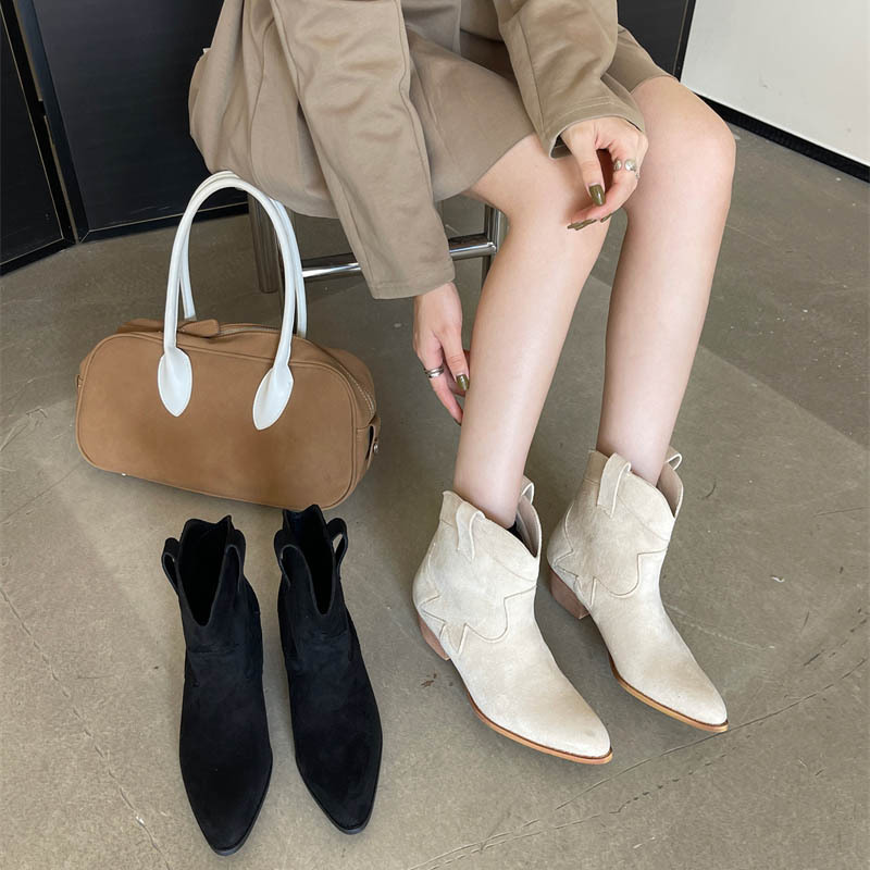 Fashion thick short boots pure women's boots for women