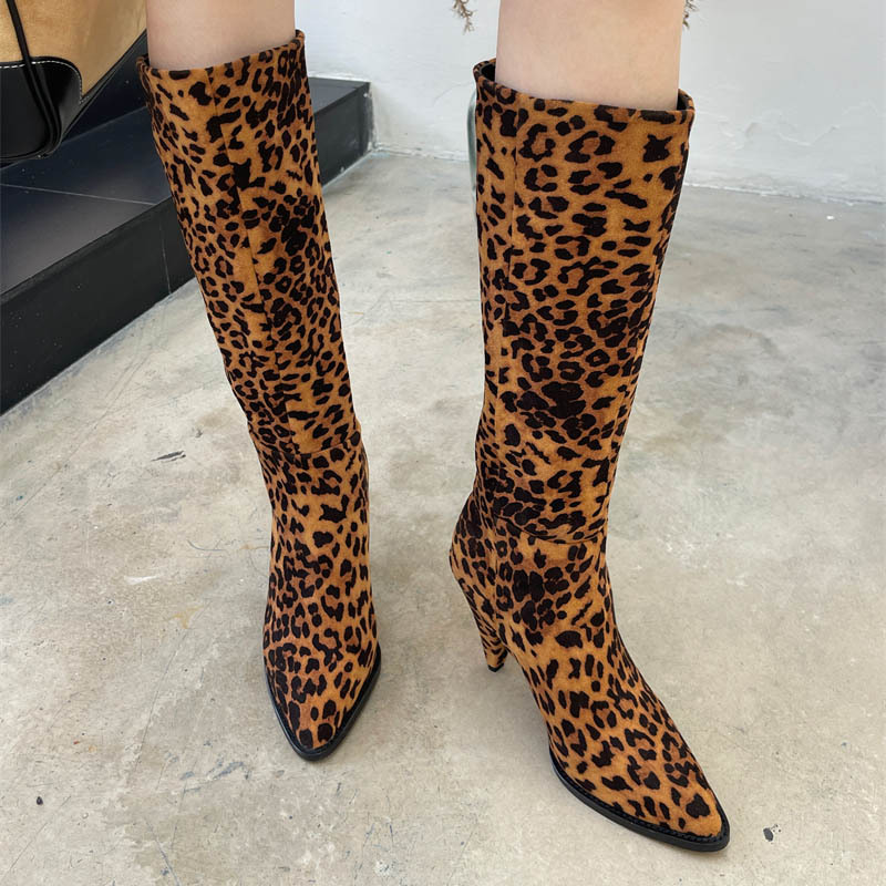 Stone pattern thigh boots denim women's boots for women