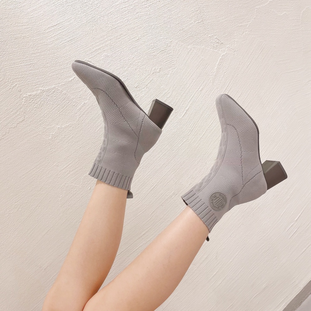 Thick middle-heel women's boots elasticity boots