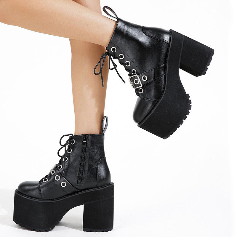 Thick crust short boots cross platform for women