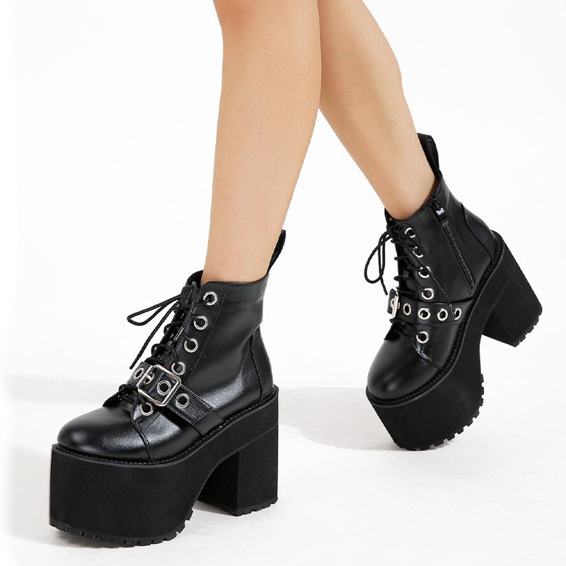 Thick crust short boots cross platform for women