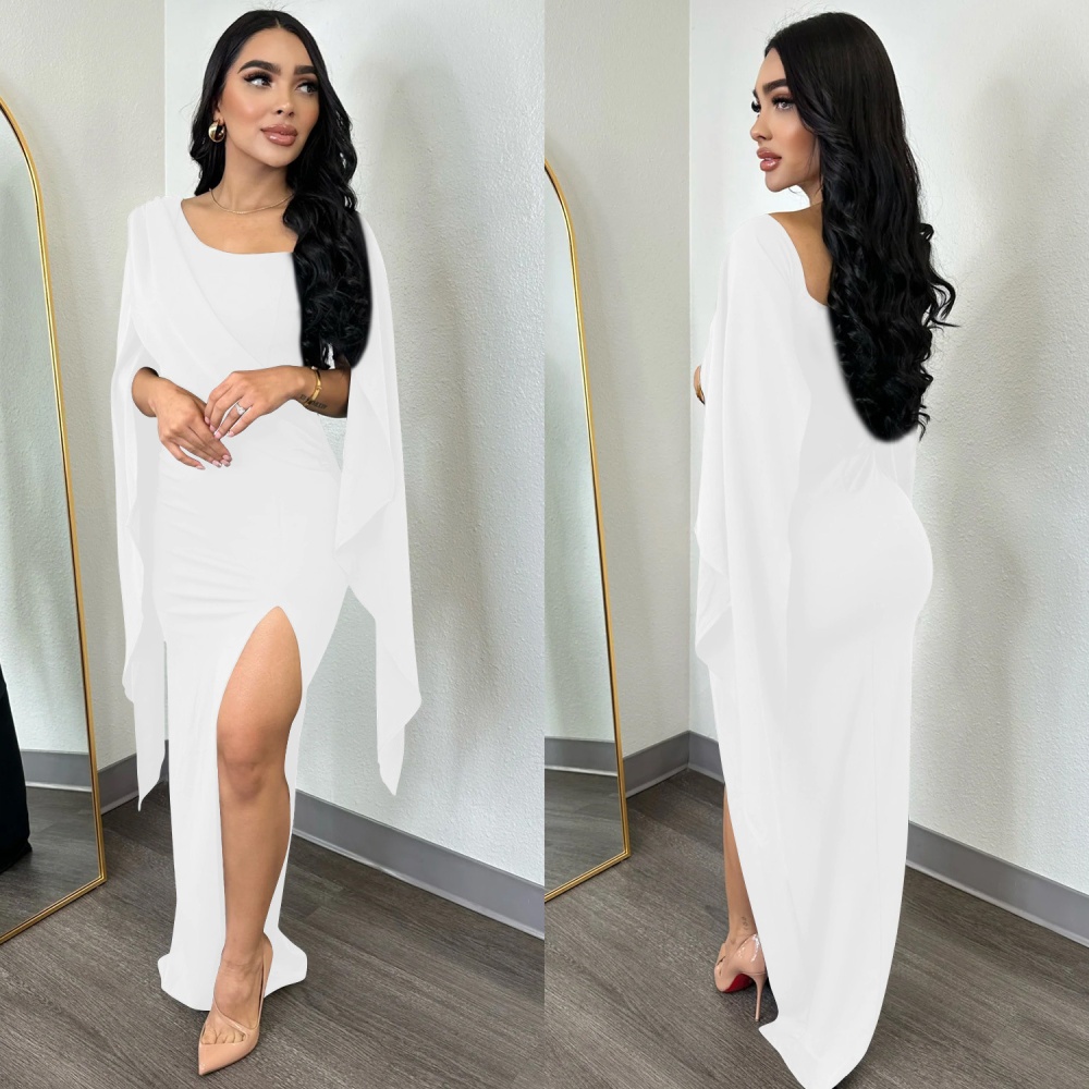 Pure fashion long dress fold split dress for women