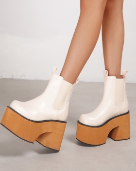 Slipsole platform short boots for women