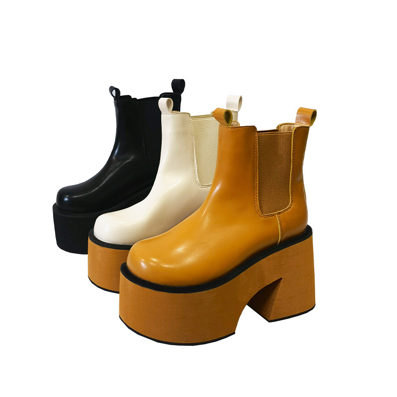 Slipsole platform short boots for women