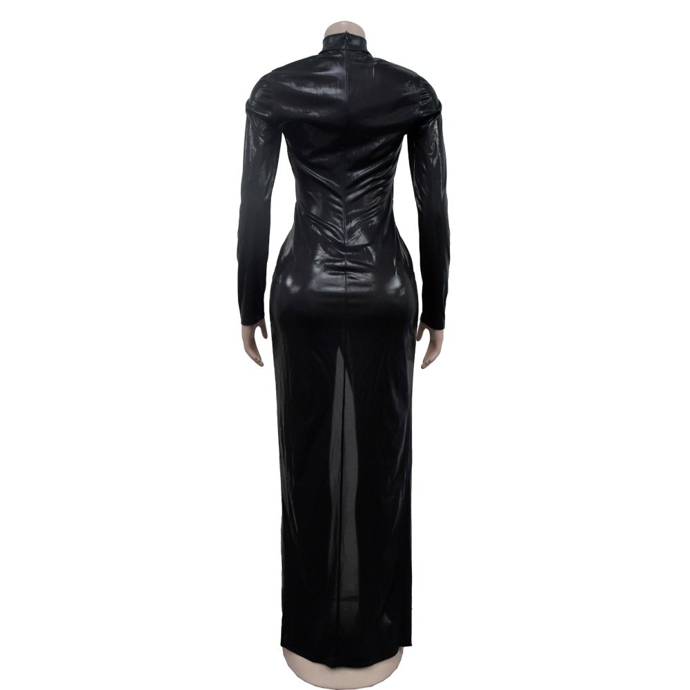 Pure long sleeve dress bronzing long dress for women