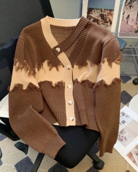 Autumn and winter knitted cardigan splice sweater for women