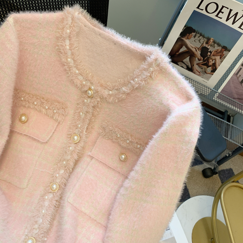 Beading loose tops chanelstyle coat for women