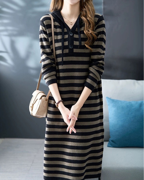 Simple classic dress bottoming hooded sweater for women
