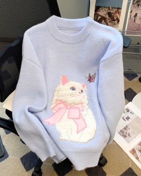 Lovely autumn and winter sweater kitty flocking tops