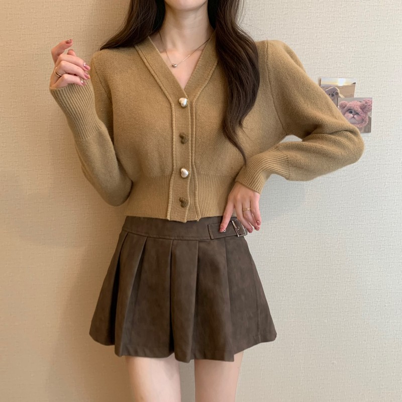 Heart single-breasted coat all-match sweater
