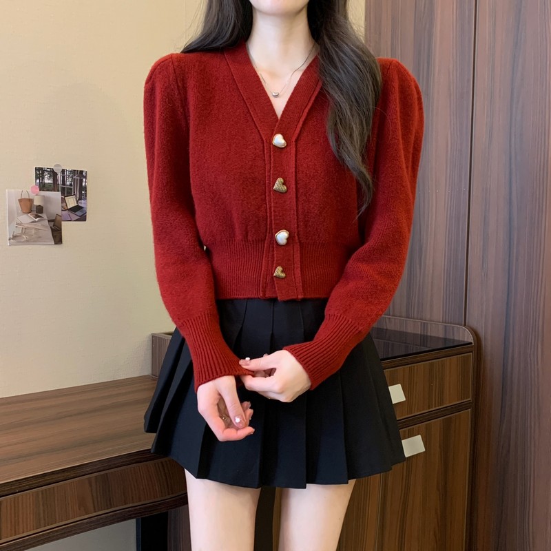 Heart single-breasted coat all-match sweater