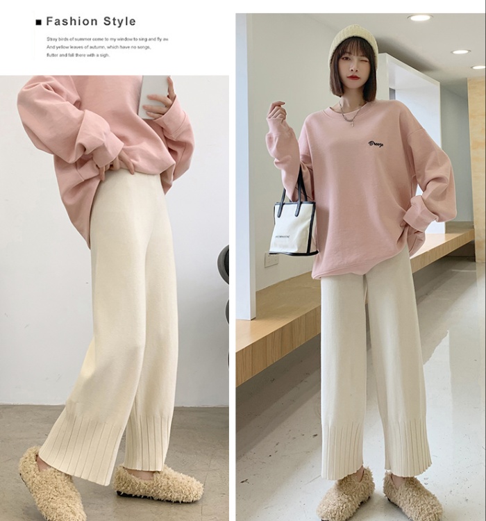 Drape knitted pants loose thick carrot pants for women