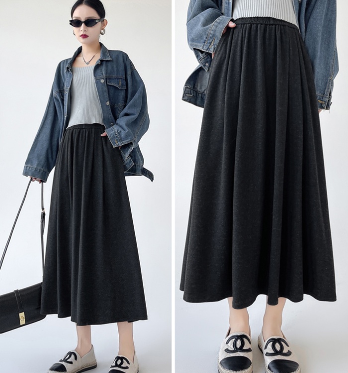 Lazy A-line skirt high waist drape long skirt for women