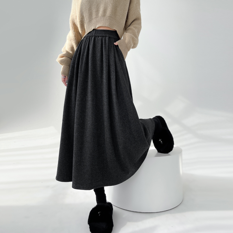 Lazy A-line skirt high waist drape long skirt for women