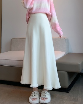 Slim high waist big skirt A-line knitted skirt for women