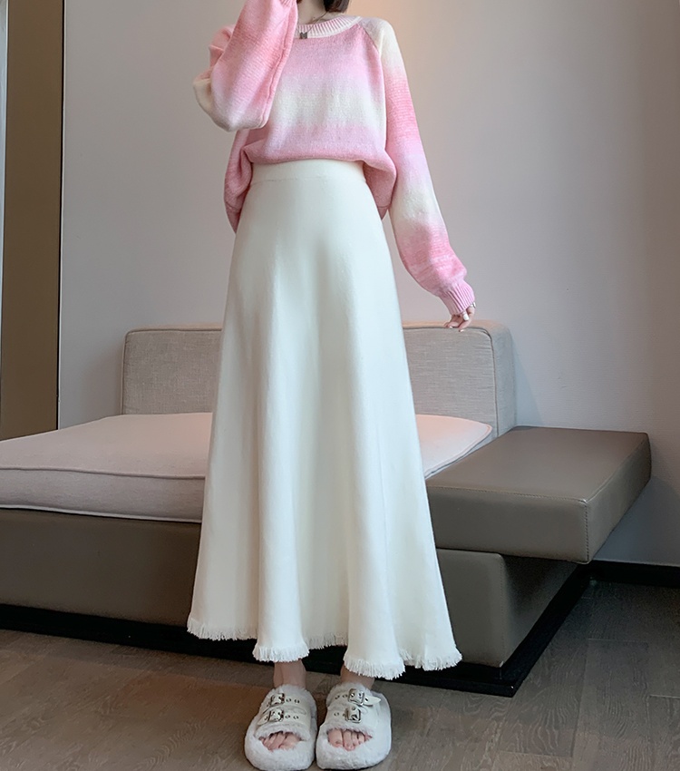 Slim high waist big skirt A-line knitted skirt for women