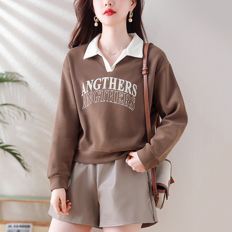 Pseudo-two all-match tops fashion hoodie for women